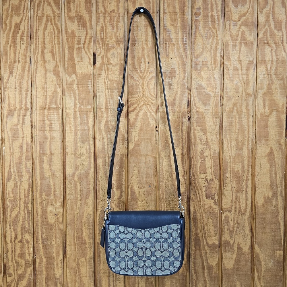 Coach Amelia Saddle Bag In Signature Jacquard Midnight Navy Cu998 Crossbody - Picture 3 of 13
